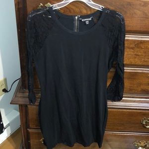 Express Fitted Cocktail Dress with Lace Sleeves